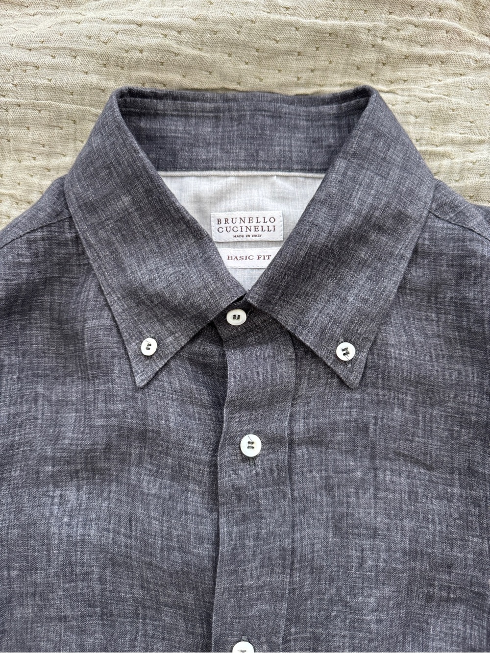 Brunello Cucinelli Délavé Linen Shirt with Spread Collar | 100% Italian Linen